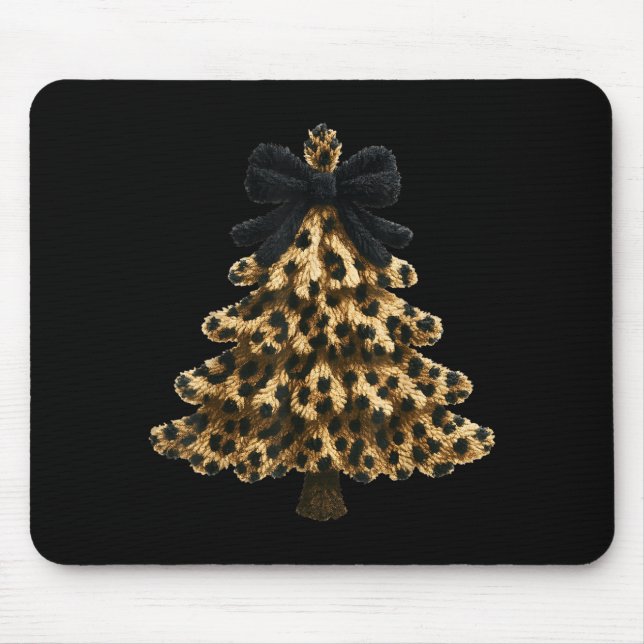 Women Coquette Bow Leopard Christmas Tree Xmas Hol Mouse Mat (Front)