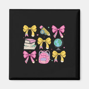 Women Coquette Pink Bow Ribbons Pencil Teacher App Magnet