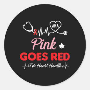 Women Costume Aka Pink Goes Red For Heart Health A Classic Round Sticker
