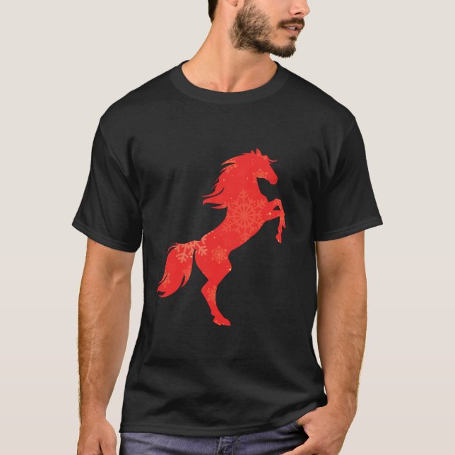 Women Cute Horse Lover Funny Winter Christmas Holi T-Shirt (Front)