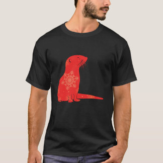 Women Cute Otter Lover Funny Winter Christmas Holi T-Shirt