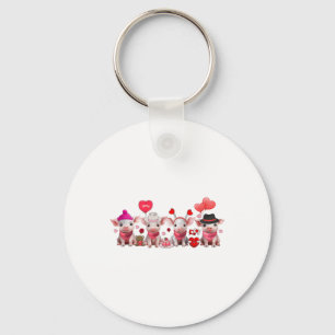 Women Cute Pigs Valentine’s Day Farm Animal Pig Lo Key Ring