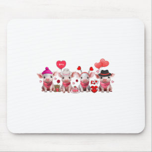 Women Cute Pigs Valentine’s Day Farm Animal Pig Lo Mouse Mat