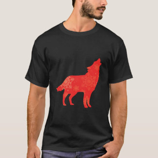 Women Cute Wolf Lover Funny Winter Christmas Holid T-Shirt