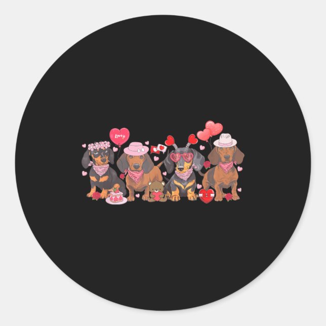 Women Dachshund Valentine’s Day Sausage Dog Bandan Classic Round Sticker (Front)