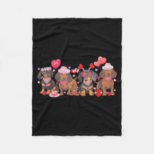 Women Dachshund Valentine’s Day Sausage Dog Bandan Fleece Blanket