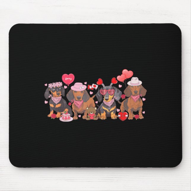 Women Dachshund Valentine’s Day Sausage Dog Bandan Mouse Mat (Front)