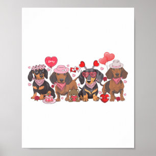 Women Dachshund Valentine’s Day Sausage Dog Bandan Poster