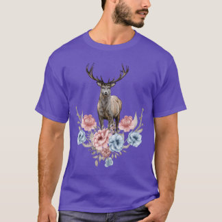 Women Deer Flowers Forest Animal funny T-Shirt