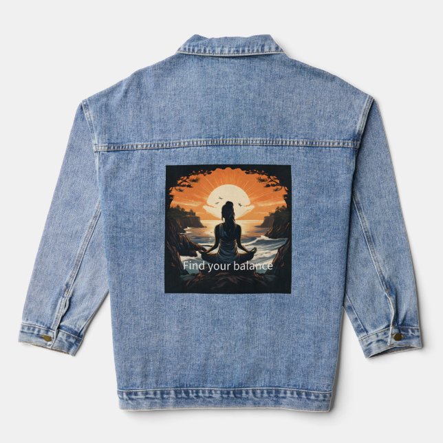 Women Denim, Jean Jacket - Meditator, sunset (Back)