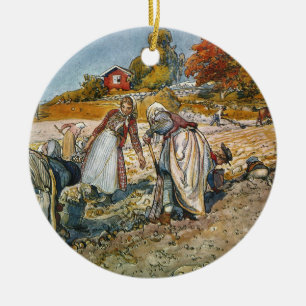Women Digging Potatoes Ceramic Tree Decoration