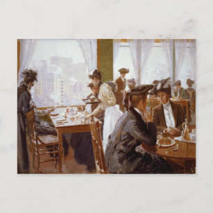 Women Dining in a Busy Restaurant Postcard