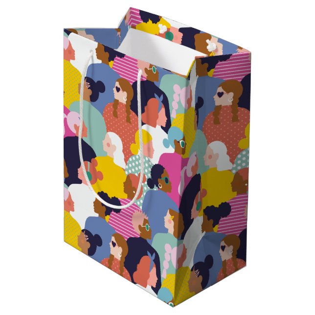 Women Diversity - Women of Different Ethnicity Medium Gift Bag (Back Angled)