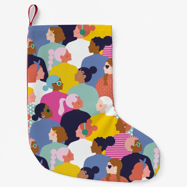 Women Diversity - Women of Various Race Small Christmas Stocking (Front)