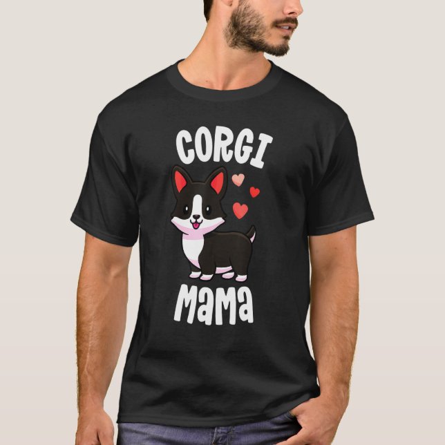 Women Dog Mama Black Brindle Corgi Corgi T-Shirt (Front)