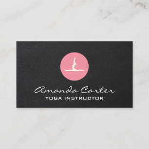 Women Doing Yoga   Leather Background Business Card