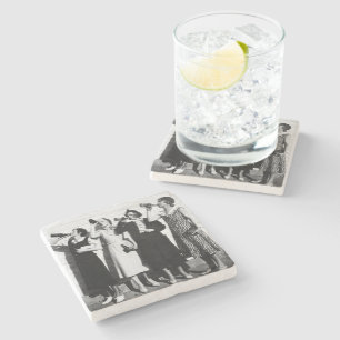 Women Drinking Beer Old Photography Vintage Beer Stone Coaster