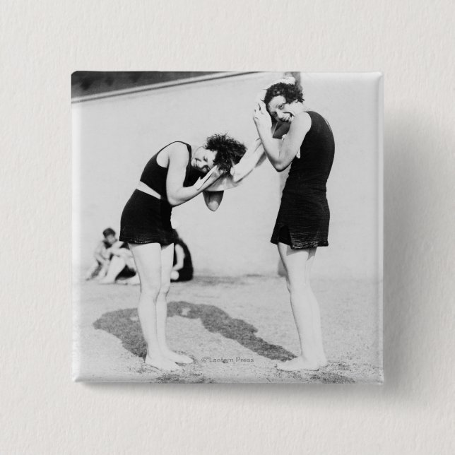 Women Drying their Hair at the Beach 15 Cm Square Badge (Front)