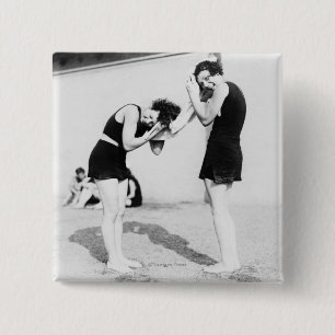 Women Drying their Hair at the Beach 15 Cm Square Badge