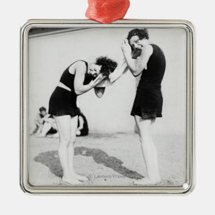 Women Drying their Hair at the Beach Metal Tree Decoration