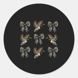 Women Duck Hunting Season Camo Coquette Bows Hunti Classic Round Sticker