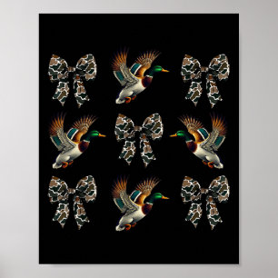 Women Duck Hunting Season Camo Coquette Bows Hunti Poster