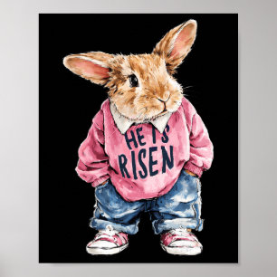 Women Easter He Is Risen Jesus Religious Christian Poster