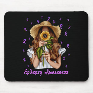 Women Epilepsy Awareness Support Purple Ribbon Sun Mouse Mat