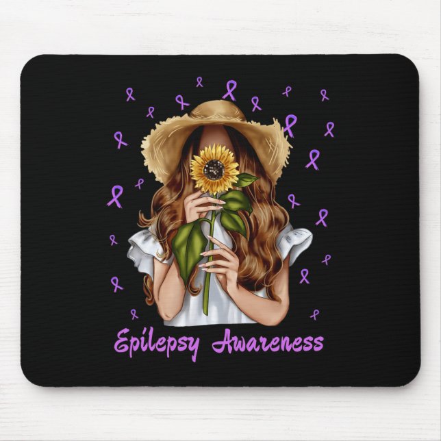 Women Epilepsy Awareness Support Purple Ribbon Sun Mouse Mat (Front)