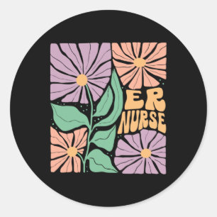 Women Er Flower Emergency Room Nurse Spring Er Tea Classic Round Sticker