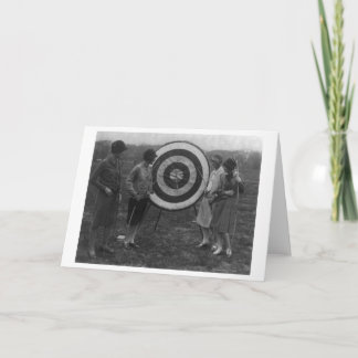 Women examining Archery Target Photograph Card