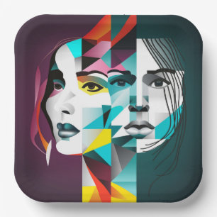 Women face paper plate