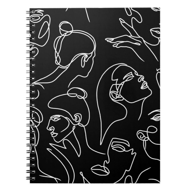 Women Faces Abstract Drawing Pattern Notebook (Front)