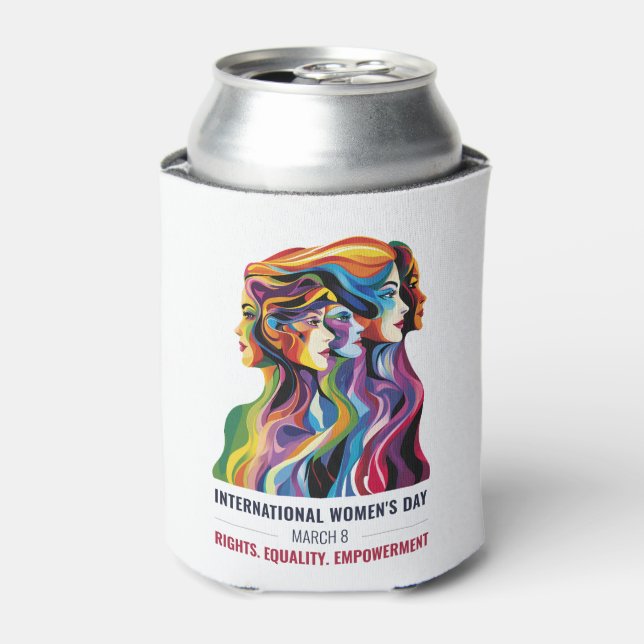Women Faces Art | International Women's Day | IWD Can Cooler (Can Front)