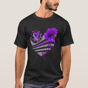 Women Faith Domestic Violence Sunflower Heart Ribb T-Shirt