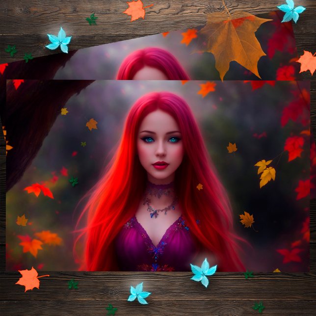 Women Fashion Autumn Yellow Gold Leaves Art Postcard (Creator Uploaded)