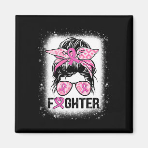Women Fighter Messy Bun Breast Cancer Awareness Pi Magnet