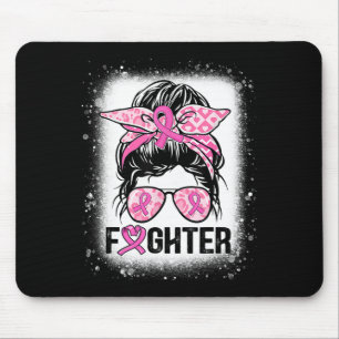 Women Fighter Messy Bun Breast Cancer Awareness Pi Mouse Mat