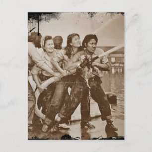 Women Firefighters Pearl Harbour December 7 Postcard