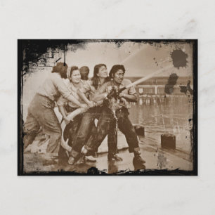 Women Firefighters Pearl Harbour December 7 Postcard