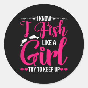 Women Fishing Shirt For Girls Fish B Fishing 1 Classic Round Sticker