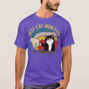 Women Fist bump Cat Retro Best Cat Mum Ever Mother T-Shirt