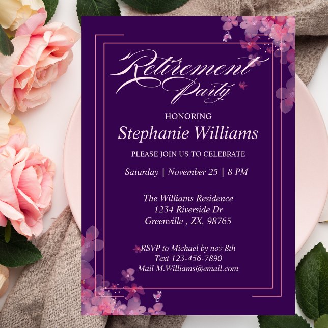 Women Floral Modern Elegant Retirement Party Invitation (Creator Uploaded)