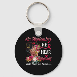 Women Flower Butterfly Brain Aneurysm Awareness Key Ring