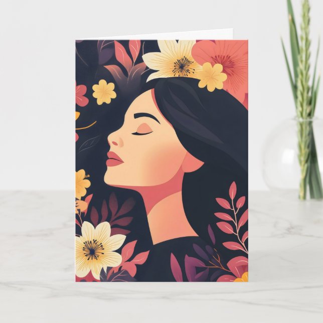Women Flower Nature Feminine Holiday Card (Front)