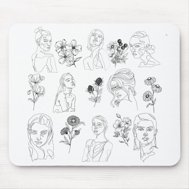 WOMEN & FLOWERS (W&B) MOUSE PAD (Front)