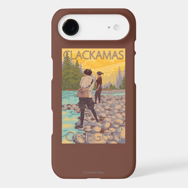 Women Fly Fishing - Clackamas, Oregon Case-Mate iPhone Case (Back)