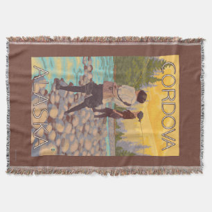 Women Fly Fishing - Cordova, Alaska Throw Blanket