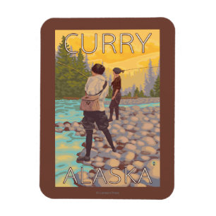 Women Fly Fishing - Curry, Alaska Magnet