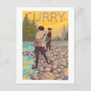 Women Fly Fishing - Curry, Alaska Postcard